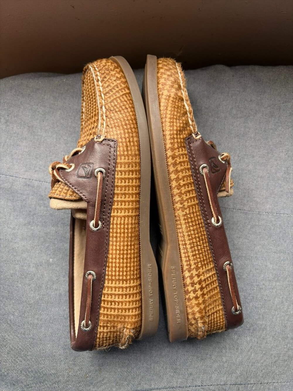 Sperry Top-Sider Authentic Original Faux Fur Houndstooth Plaid Boat Shoes size 8 - Picture 5 of 11
